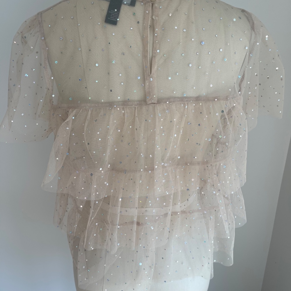 Ruffle Nylon Blouse - Picture 2 of 3